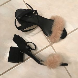 Zara sandal with faux fur 2.5 inch